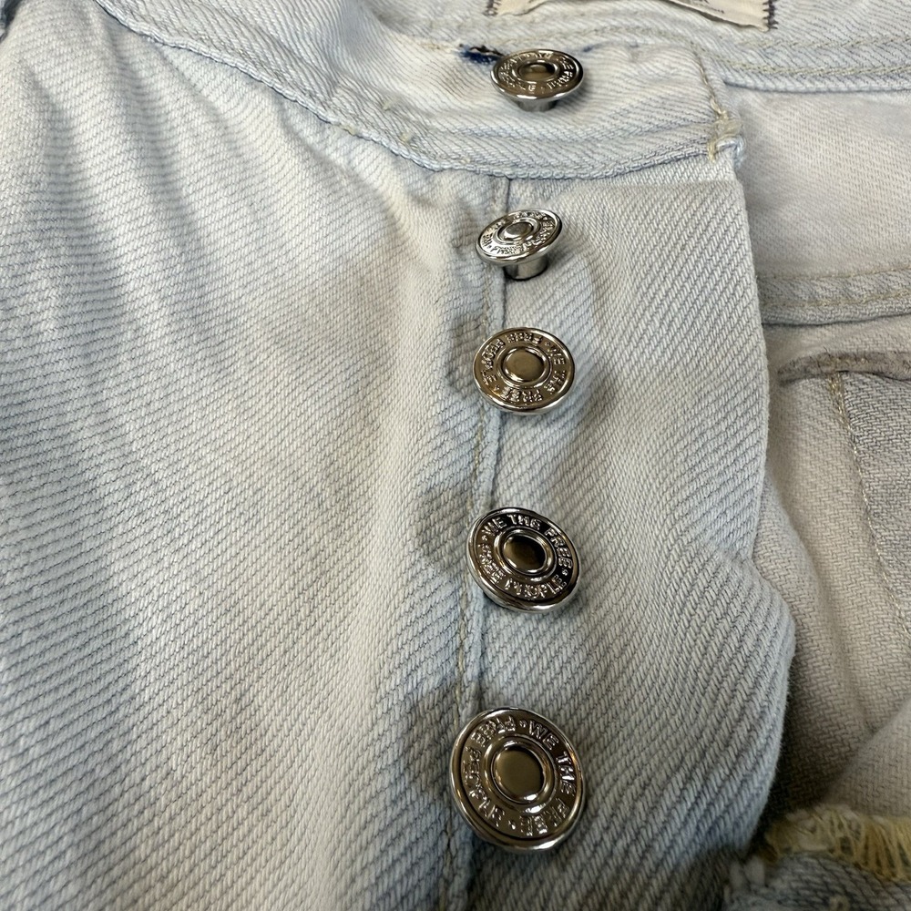 We The Free People Jeans Womens 24‎ Blue Denim Button Fly Distressed Fray Baggy - Picture 5 of 12